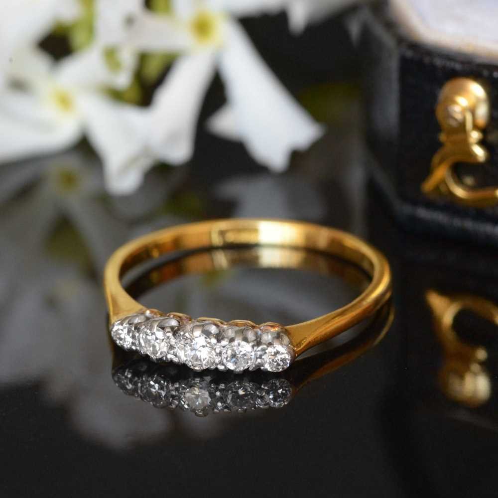 Art Deco 18ct Gold, 5-Stone Diamond Ring - Antique And Vintage Elegance