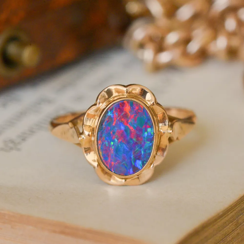 Sterling Silver Opal Dress Ring in White & Rose Gold main image 1