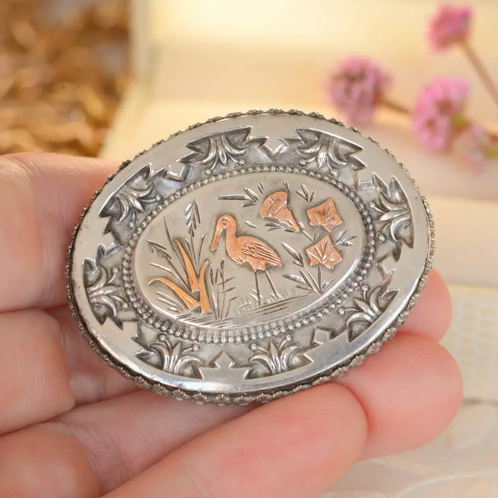 Victorian Aesthetic Movement Rose Brooch